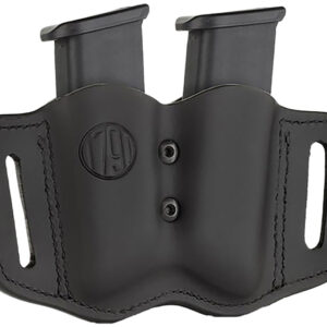 1791 Gunleather MAGF22SBLA MAG-F Double Mag Holster Stealth Black Leather Belt Slide Compatible w/ Double Stack Ambidextrous