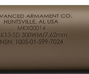 ADVANCED ARMAMENT COMPANY 65008 MK13-SD  30 Cal Rated Up To 300 Win Mag, FDE Titanium, 90T Taper Mount