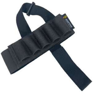 ADAPTIVE TACTICAL AT06400 Stock Mounted Shell Carrier  5rd Shotshells Removable Black Nylon Non Slip Loops Adj. Stock Fit