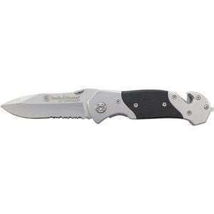 Smith & Wesson 1st Response Drop Point Folding Knife 3 3/10" Blade Black and Silver