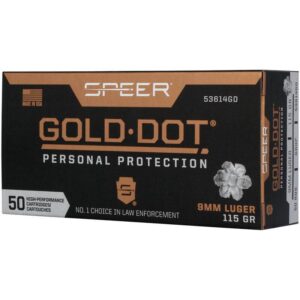 Speer Gold Dot Handgun Personal Protection Ammunition 9mm Luger 124gr JHP 1150 fps 50/ct