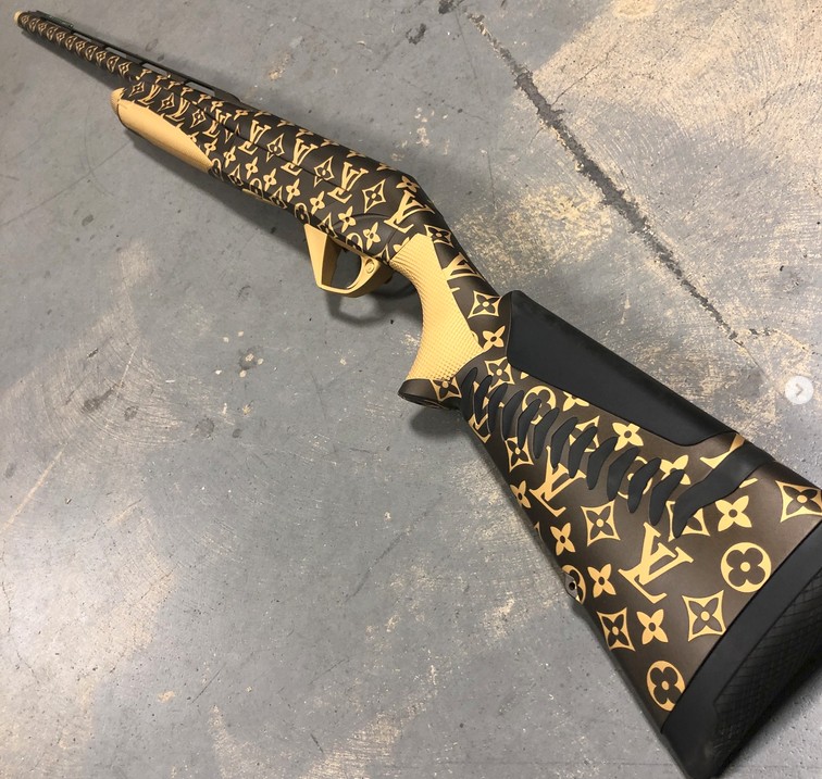cerakote stencil duracoat gunkote at home DIY vinyl louis vuitton shotgun