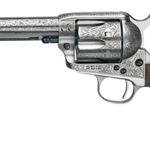 Taylors & Company 550927 1873 Cattleman 45 Colt (LC) Caliber with 5.50" Barrel, 6rd Capacity Cylinder, Overall White Floral Engraved Finish Steel & Walnut Grip