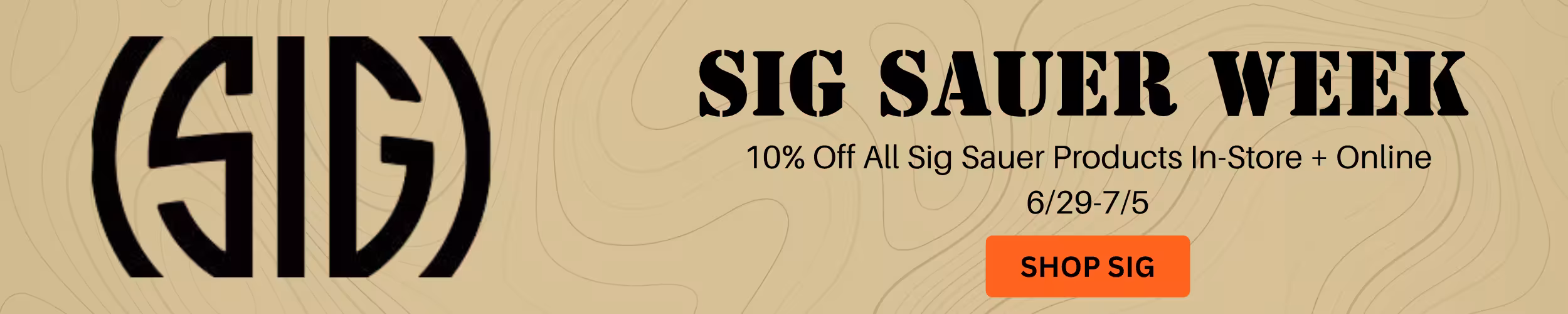 Banner advertising Tactical Penguin's Sig Sauer week.