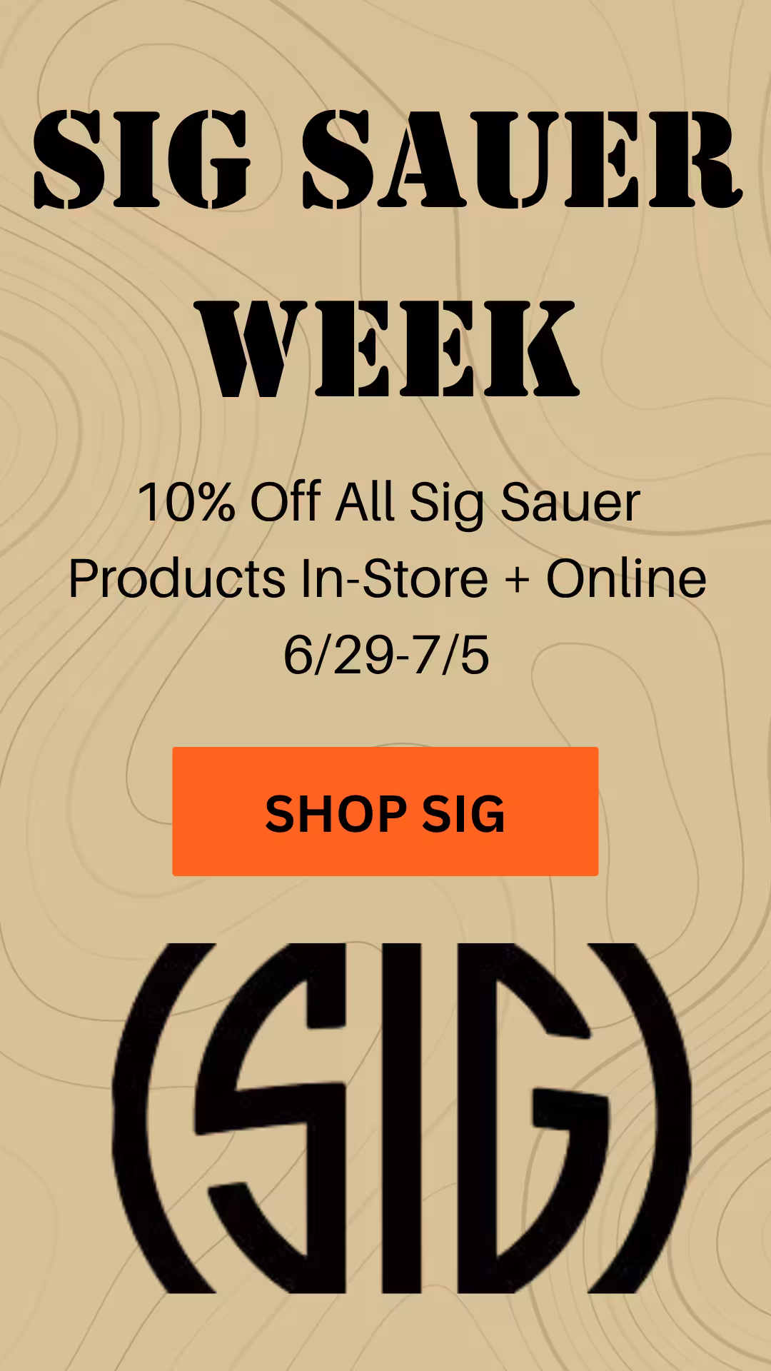 Banner talking about the Sig Sauer week promotion at Tactical Penguin in Utah.