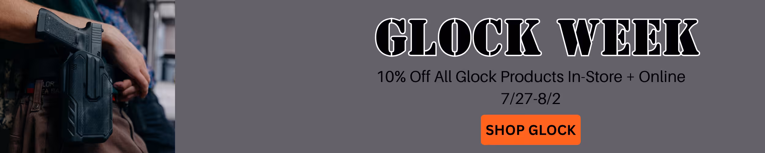 Banner for Glock Week at Tactical Penguin in Utah.