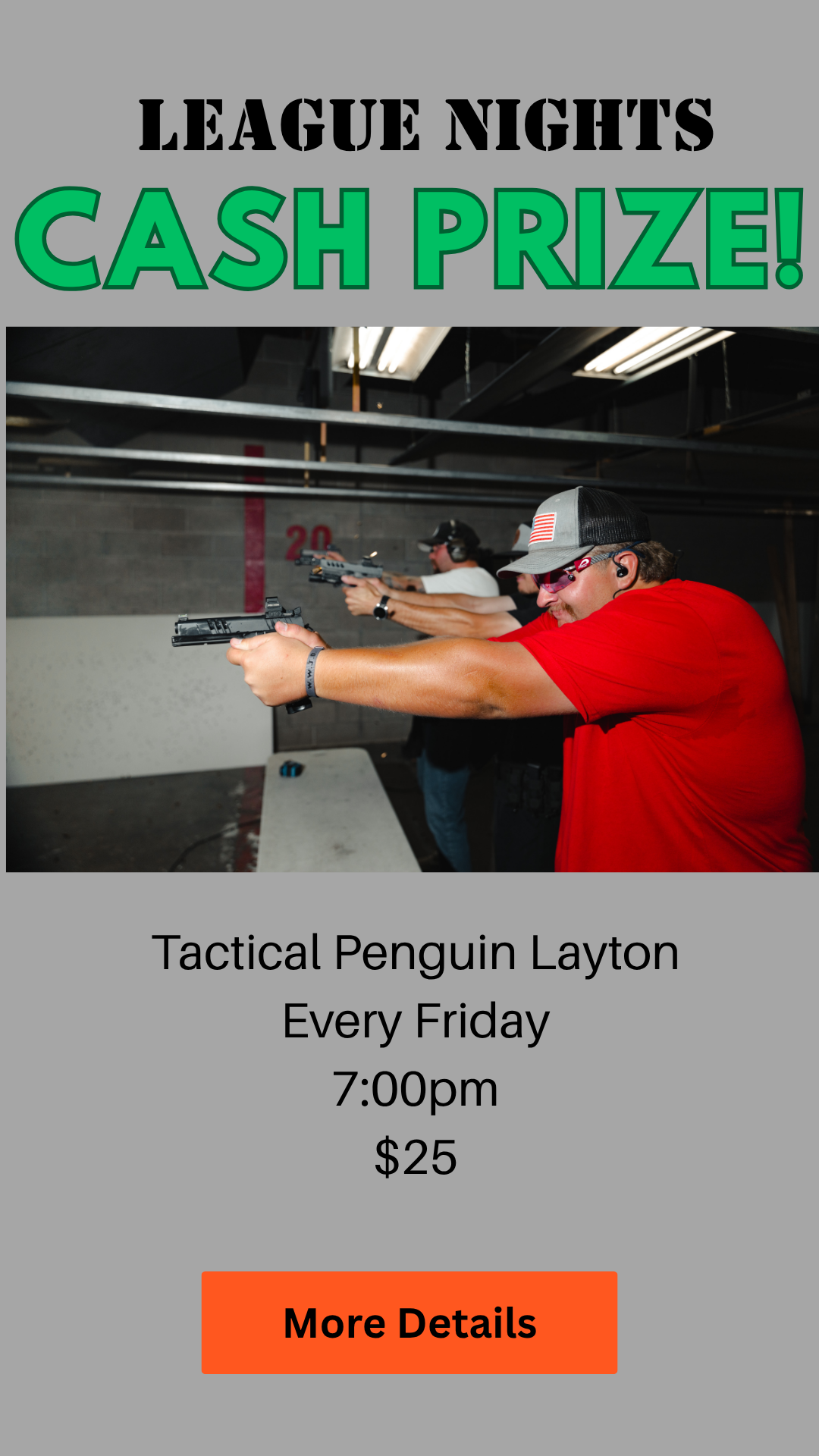 Image promoting Tactical Penguin League Nights shooting competition.